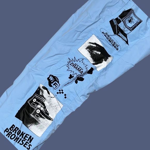 Broken Promises Nylon Jogger "You're Not The Same Offline" Pants Size Medium - Picture 2 of 5